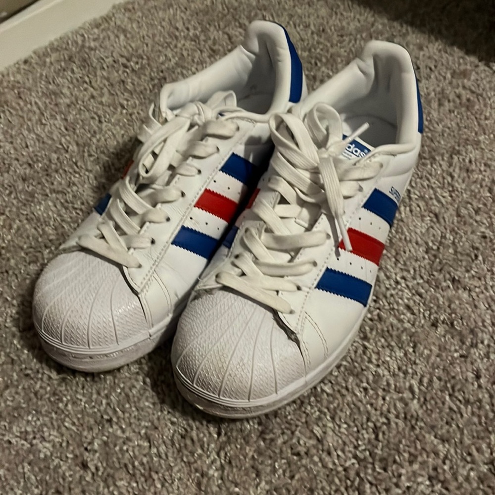 Red Blue Adidas Superstars